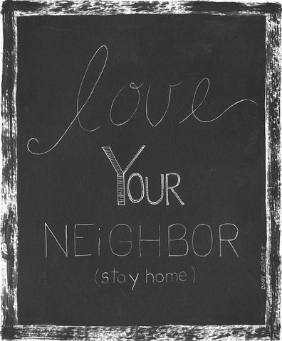 Stay Home Black Ornate Wood Framed Art Print with Double Matting by Shamp, Cindy