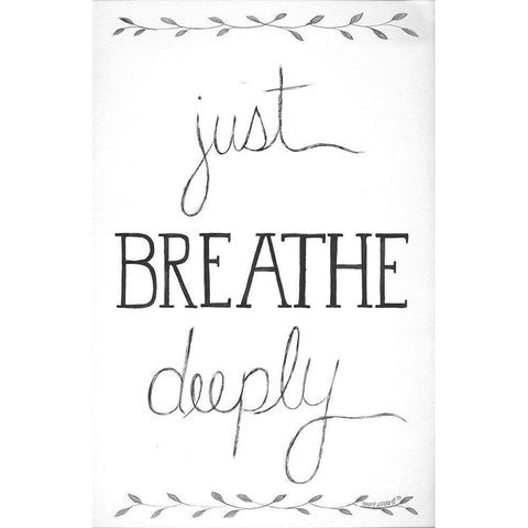 Just Breathe Deeply Black Modern Wood Framed Art Print with Double Matting by Shamp, Cindy