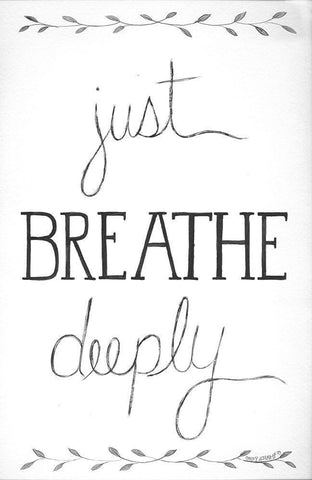 Just Breathe Deeply White Modern Wood Framed Art Print with Double Matting by Shamp, Cindy