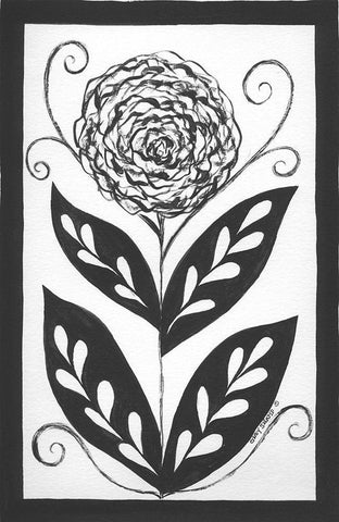 Peony I Black Ornate Wood Framed Art Print with Double Matting by Shamp, Cindy