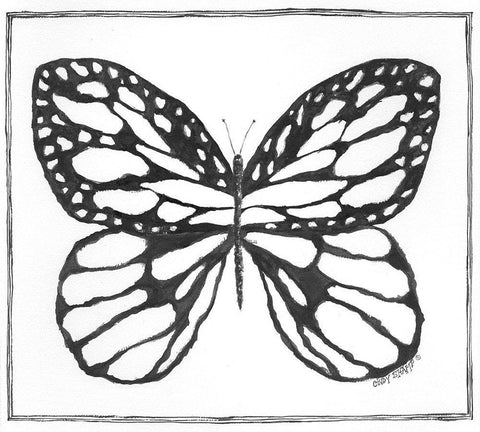 Butterfly II Black Ornate Wood Framed Art Print with Double Matting by Shamp, Cindy