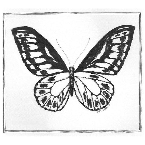 Butterfly IV Black Modern Wood Framed Art Print with Double Matting by Shamp, Cindy