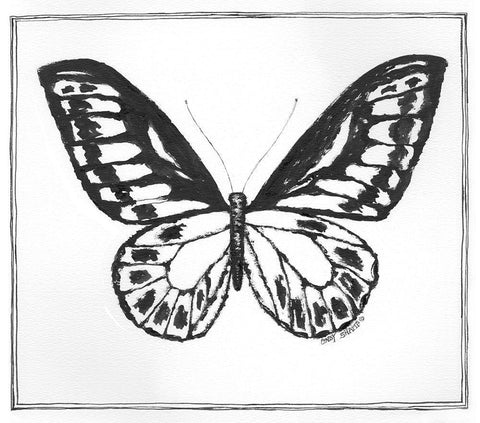 Butterfly IV Black Ornate Wood Framed Art Print with Double Matting by Shamp, Cindy