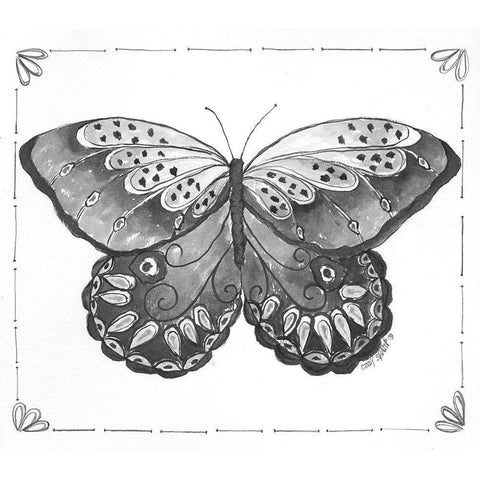 Butterfly VII Black Modern Wood Framed Art Print with Double Matting by Shamp, Cindy