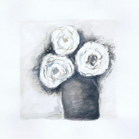 Gray Vase II White Modern Wood Framed Art Print with Double Matting by Shamp, Cindy