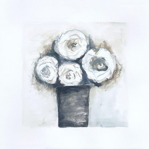 Gray Vase III White Modern Wood Framed Art Print by Shamp, Cindy