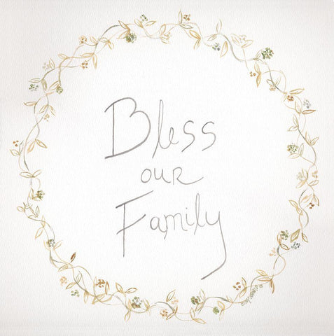 Bless Our Family White Modern Wood Framed Art Print with Double Matting by Shamp, Cindy