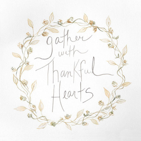 Thankful Hearts White Modern Wood Framed Art Print with Double Matting by Shamp, Cindy