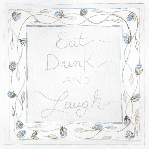 Eat-Drink and Laugh Gold Ornate Wood Framed Art Print with Double Matting by Shamp, Cindy