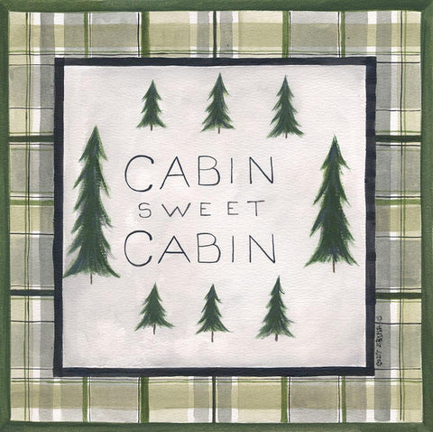 Cabin Sweet Cabin White Modern Wood Framed Art Print with Double Matting by Shamp, Cindy