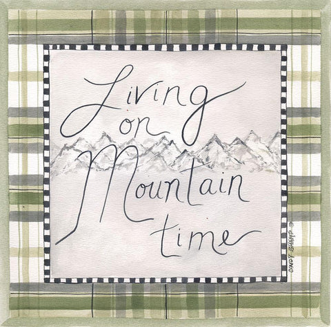 Living on Mountain Time White Modern Wood Framed Art Print with Double Matting by Shamp, Cindy