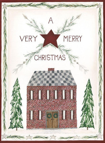 Very Merry Christmas Black Ornate Wood Framed Art Print with Double Matting by Shamp, Cindy