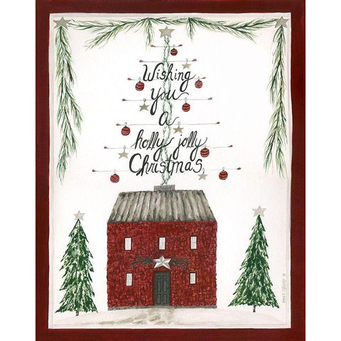 Holly Jolly Christmas White Modern Wood Framed Art Print by Shamp, Cindy