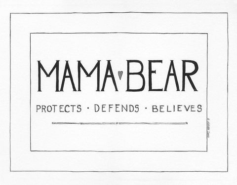 Mama Bear Black Ornate Wood Framed Art Print with Double Matting by Shamp, Cindy