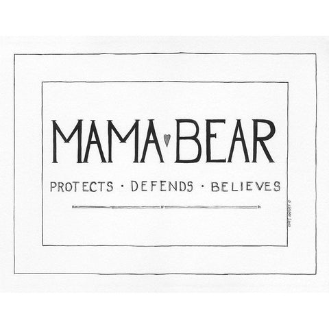 Mama Bear Black Modern Wood Framed Art Print by Shamp, Cindy