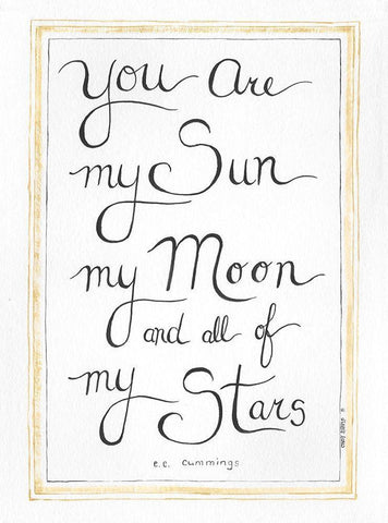 Sun and Moon White Modern Wood Framed Art Print with Double Matting by Shamp, Cindy