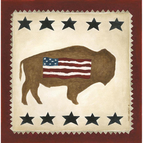 American Buffalo Gold Ornate Wood Framed Art Print with Double Matting by Shamp, Cindy