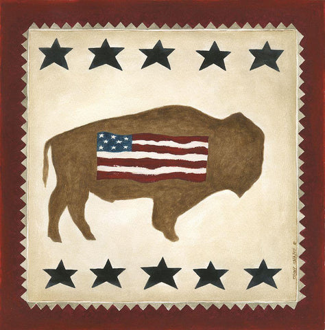 American Buffalo Black Ornate Wood Framed Art Print with Double Matting by Shamp, Cindy