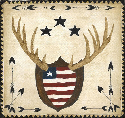 American Antler White Modern Wood Framed Art Print with Double Matting by Shamp, Cindy