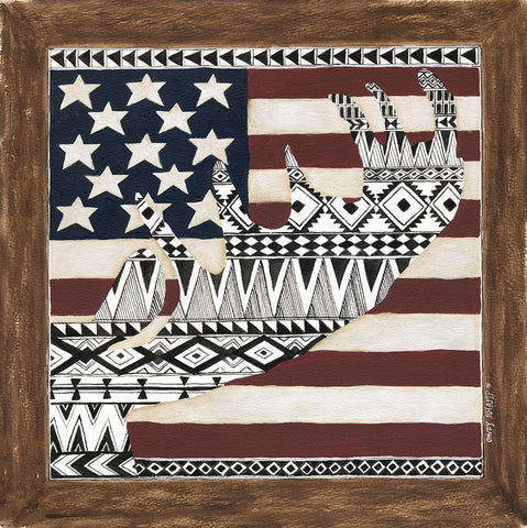 Moose White Modern Wood Framed Art Print with Double Matting by Shamp, Cindy