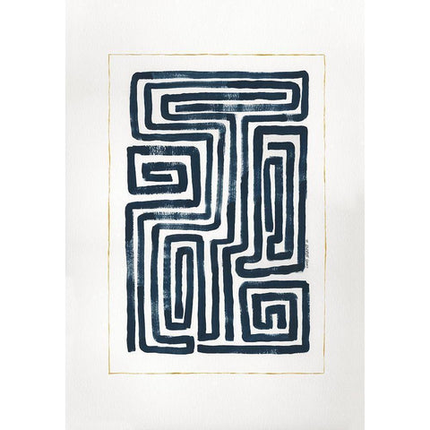 Blue Maze White Modern Wood Framed Art Print by Shamp, Cindy