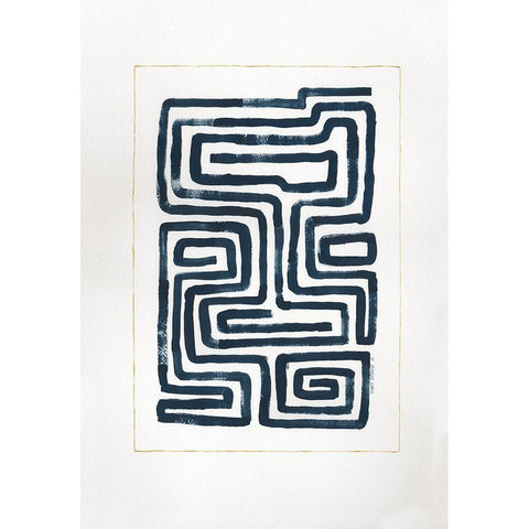 Blue Maze II Black Modern Wood Framed Art Print with Double Matting by Shamp, Cindy