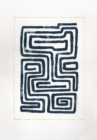 Blue Maze II White Modern Wood Framed Art Print with Double Matting by Shamp, Cindy