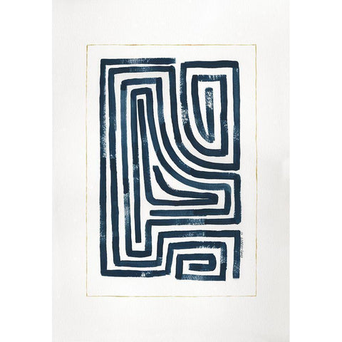 Blue Maze III White Modern Wood Framed Art Print by Shamp, Cindy