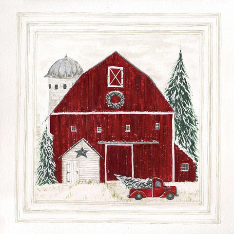 Christmas at the Farm Black Modern Wood Framed Art Print with Double Matting by Shamp, Cindy