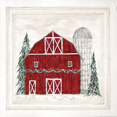 Christmas at the Farm II White Modern Wood Framed Art Print by Shamp, Cindy