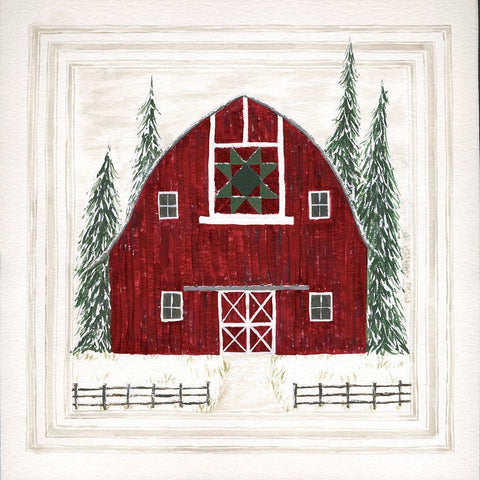 Christmas at the Farm IV Black Ornate Wood Framed Art Print with Double Matting by Shamp, Cindy