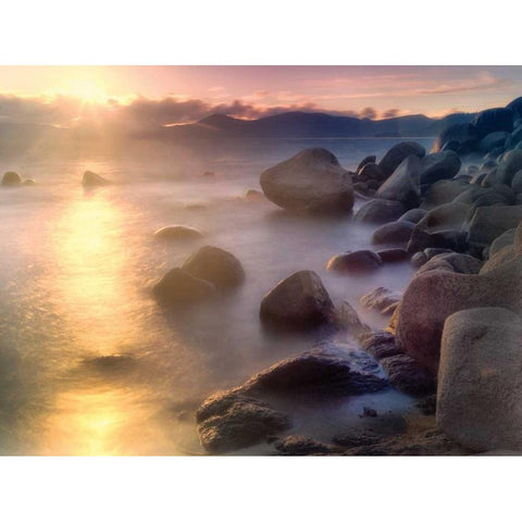 Rocks and Water Black Modern Wood Framed Art Print by Frates, Dennis