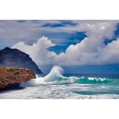 Wave Hello White Modern Wood Framed Art Print by Frates, Dennis