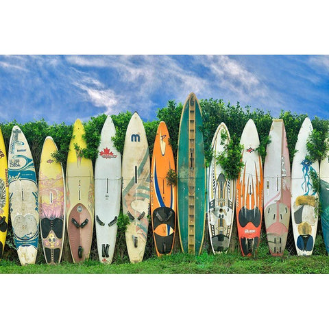Surfboards White Modern Wood Framed Art Print by Frates, Dennis