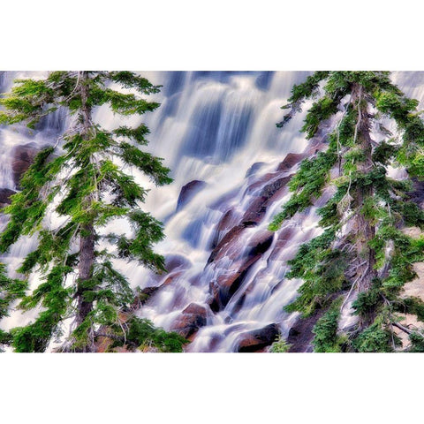 The Falls Black Modern Wood Framed Art Print with Double Matting by Frates, Dennis
