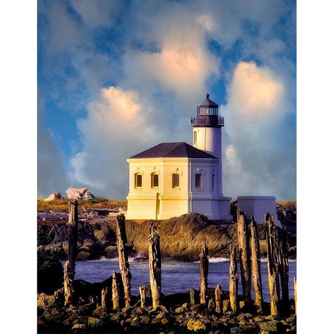 Classic Lighthouse Black Modern Wood Framed Art Print with Double Matting by Frates, Dennis