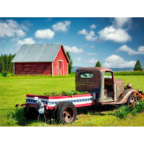 Barn and Truck Black Modern Wood Framed Art Print by Frates, Dennis