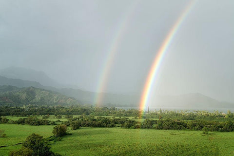 Double Rainbow White Modern Wood Framed Art Print with Double Matting by Frates, Dennis