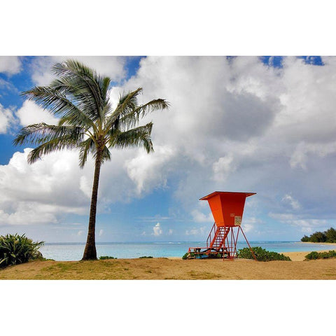 Lifeguard Tower Black Modern Wood Framed Art Print by Frates, Dennis