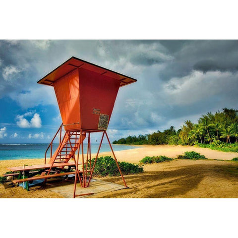 Lifeguard Tower II Black Modern Wood Framed Art Print by Frates, Dennis