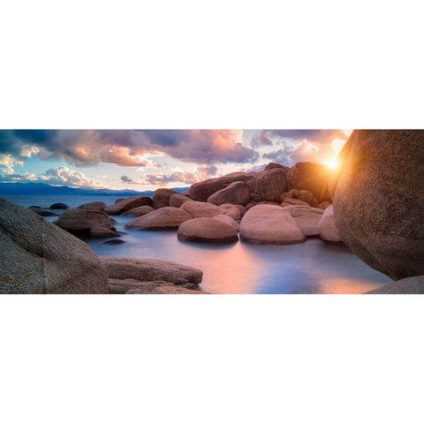 Sunset Cove Black Modern Wood Framed Art Print with Double Matting by Frates, Dennis