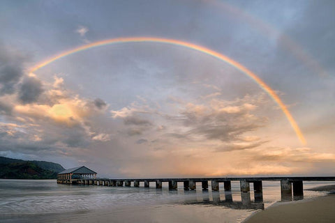 Rainbow Pier Black Ornate Wood Framed Art Print with Double Matting by Frates, Dennis
