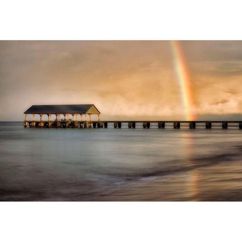 Rainbow Pier II Black Modern Wood Framed Art Print with Double Matting by Frates, Dennis