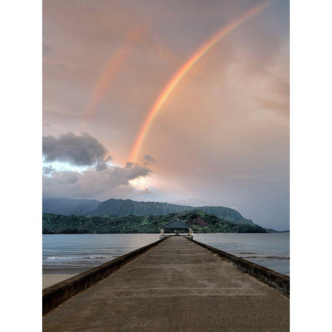 Rainbow Pier III White Modern Wood Framed Art Print by Frates, Dennis