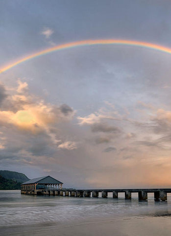 Rainbow Pier IV Black Ornate Wood Framed Art Print with Double Matting by Frates, Dennis