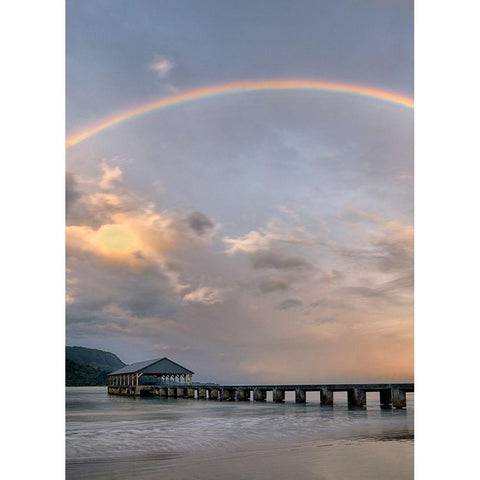 Rainbow Pier IV Black Modern Wood Framed Art Print with Double Matting by Frates, Dennis