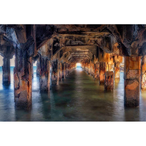 Pier Under Here Black Modern Wood Framed Art Print by Frates, Dennis