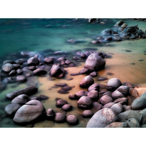 Rocky Beach Black Modern Wood Framed Art Print with Double Matting by Frates, Dennis