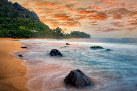 Peachy Keen White Modern Wood Framed Art Print with Double Matting by Frates, Dennis