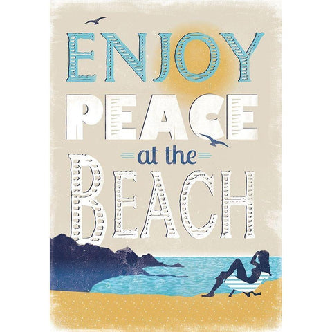 Peace at the Beach Gold Ornate Wood Framed Art Print with Double Matting by JMB Designs